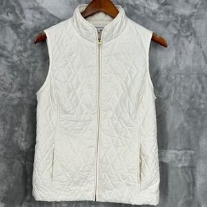 Croft & Barrow Cream Quilted Zipper Vest Puffer Style Outerwear SZ S Luxury Ski